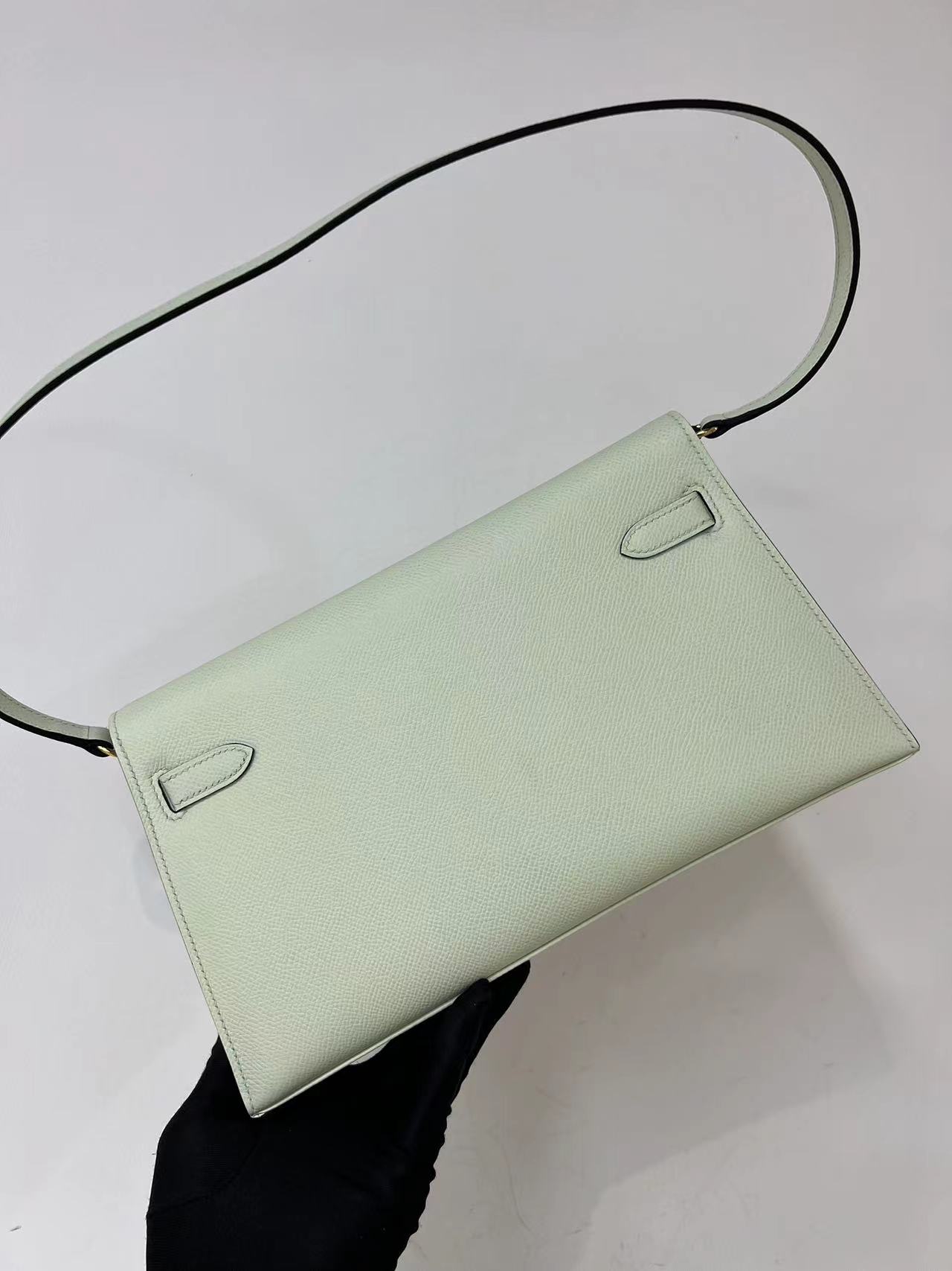 Hermes Kelly Elan Shoulder Bag in Pearl White Epsom Leather 